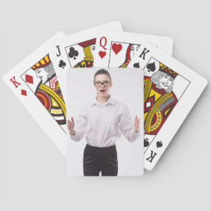 Ihr Foto oder eine verrückte Lady Spielkarten