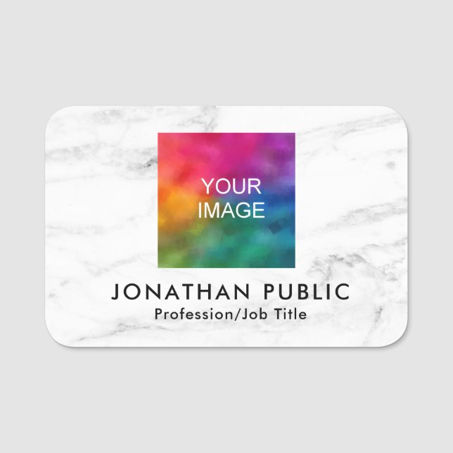 Ihr Foto oder Logo hier Modern Template Marble Namensschild (Vorderseite)