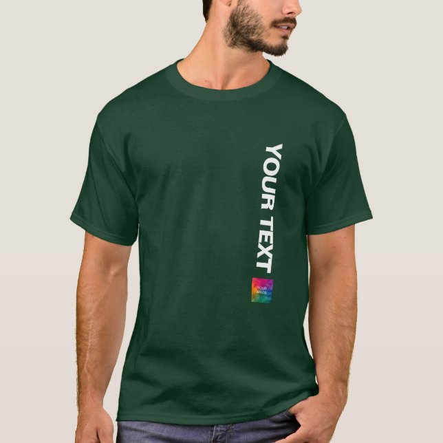 Ihr Foto oder Logo Mens Modern Deep Forest Green T-Shirt (Vorderseite)