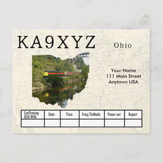 Ihr Foto Ohio Shaped Cutout Custom QSL Postcard Postkarte (Vorderseite)