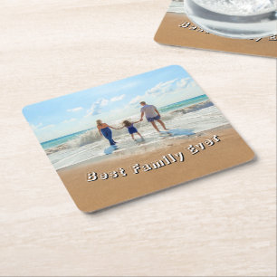 Ihr Foto-Papier-Unterständer Text - Beste Familie Rechteckiger Pappuntersetzer