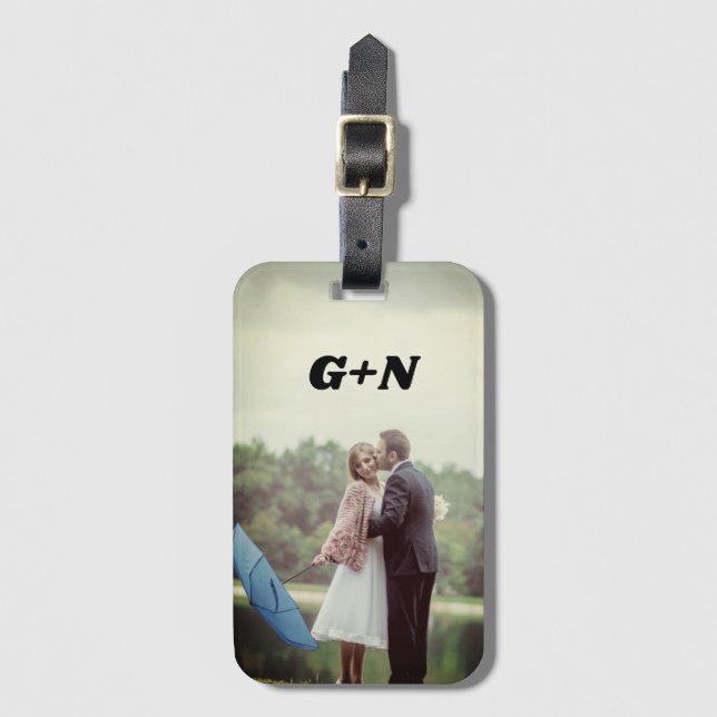 Ihr Foto, personalisieren, Initialen, einfach Gepäckanhänger (Vorderseite Vertikal)