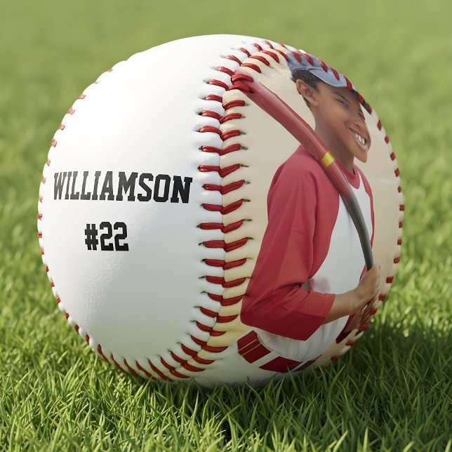 Ihr Foto Personalisiert Baseball (Customize with photo, name and team number.  Edit to change background color.)