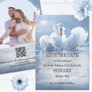 Ihr Foto QR Swan Lake Save the Date Karte