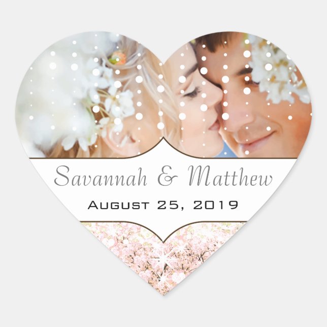 Ihr Foto Romantisches HerzLeaf Pink Tree Herz-Aufkleber (Vorderseite)