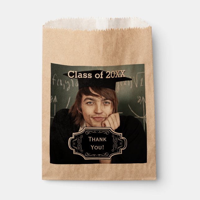 Ihr Foto Rustic Chalkboard Volkskunst Danke Geschenktütchen (Vorderseite)
