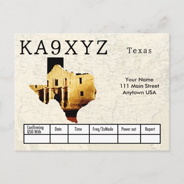 Ihr Foto Texas Shaped Cutout Custom QSL Postcard Postkarte (Vorderseite)