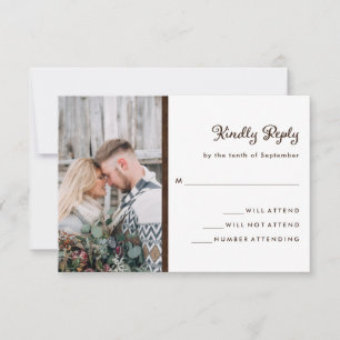 Ihr Foto und Ihr rustikaler HolzLook Hochzeit RSVP Karte