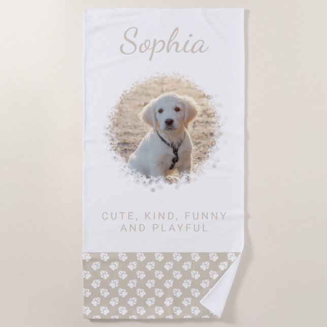 Ihr Foto und Ihre weißen Paare auf Beige & Textfor Strandtuch (Vorderseite)