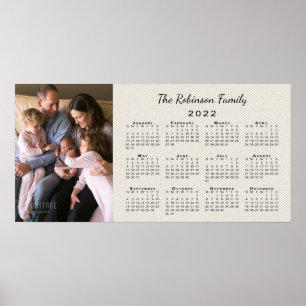 Ihr Foto und Name 2022 Calendar Imitate Leinwand Poster