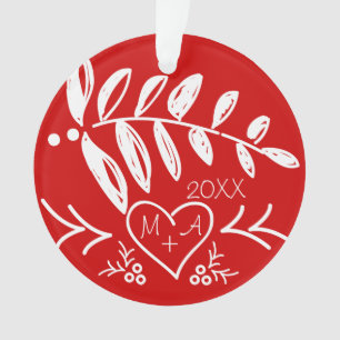Ihr Foto und romantische Initialen im Herzen von W Ornament