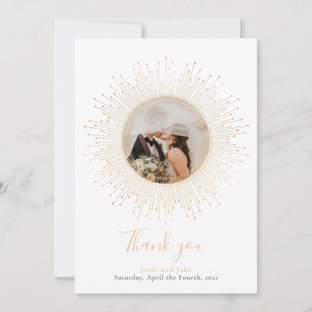 Ihr Foto, Vintage hübsche Goldrahmen Hochzeit Dankeskarte (Vorderseite)