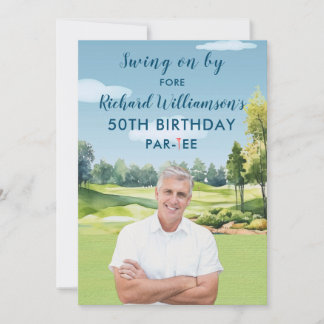 Ihr Foto Wasserfarbe Golf Thema 50. Geburtstag Einladung