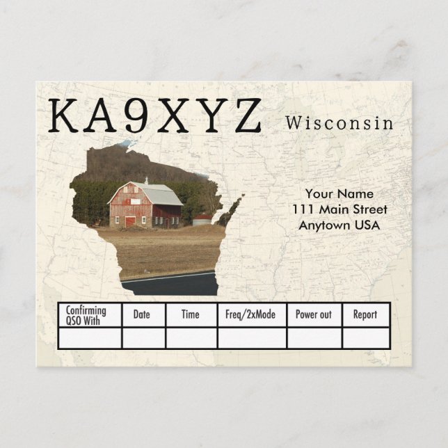 Ihr Foto Wisconsin Shaped Cutout Custom QSL Postkarte (Vorderseite)