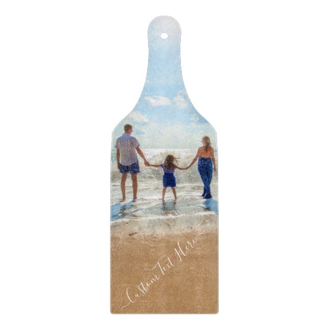 Ihr Foto-Zuschnitt mit benutzerdefiniertem Text Schneidebrett (Vorderseite)