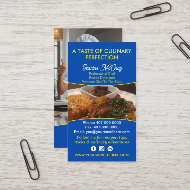 Ihr Fotos Restaurant Koch Catering Services Visitenkarte (Vorderseite/Rückseite Beispiel)