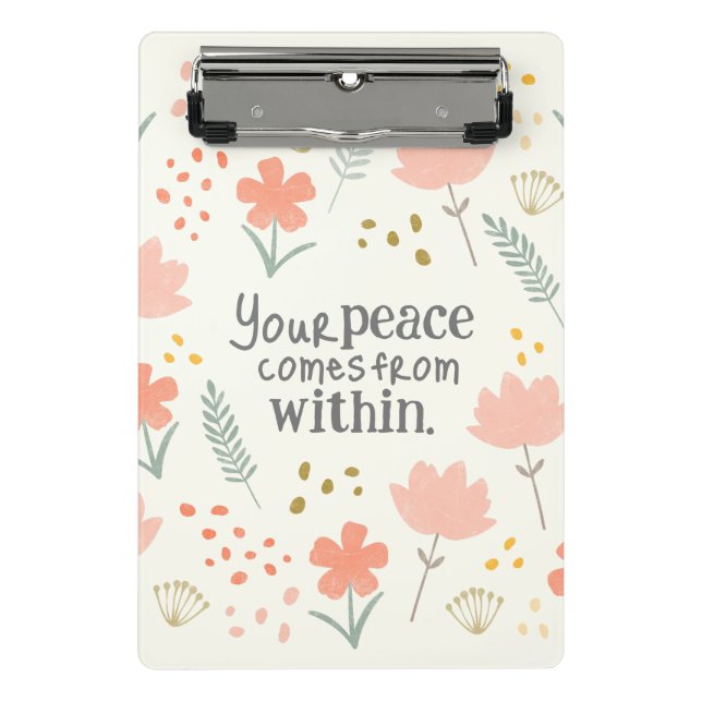Ihr Frieden kommt von innen - inspirierendes Zitat Mini Klemmbrett (Vorderseite)