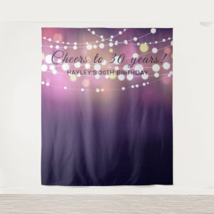 Ihr Geburtstag Foto Background String Lights Lila Wandteppich