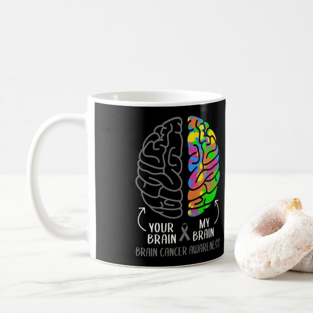 Ihr Gehirn mein Gehirn Hirntumor Graue Schleife Kaffeetasse (Mit Donut)