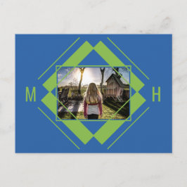 Ihr geometrisches Foto- und Monogramm-Muster Postkarte