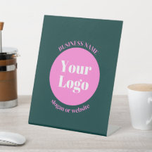 Ihr Geschäft-Logo & bearbeitbarer Text | Rosa & Gr