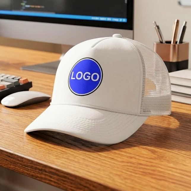 IHR GESCHÄFTSLOGO HIER | CUSTOM SIMPLE TRUCKERKAPPE (Custom business logo trucker hats, Modern corporate branded headwear)