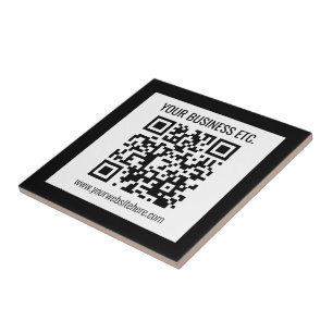 Ihr Geschäftsname & editierbarer QR-Code Fliese