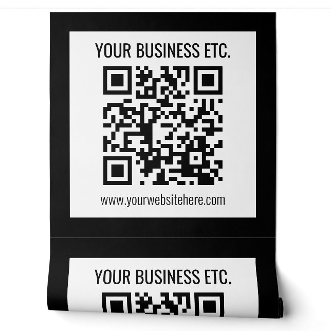 Ihr Geschäftsname & editierbarer QR-Code Tapete (Abrollen)