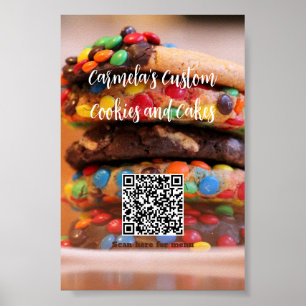 Ihr Geschäftsnamen-Text mit Menü-QR-Code-Cookie Poster