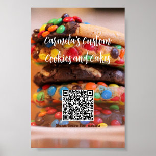 Ihr Geschäftsnamen-Text mit Menü-QR-Code-Foto Poster
