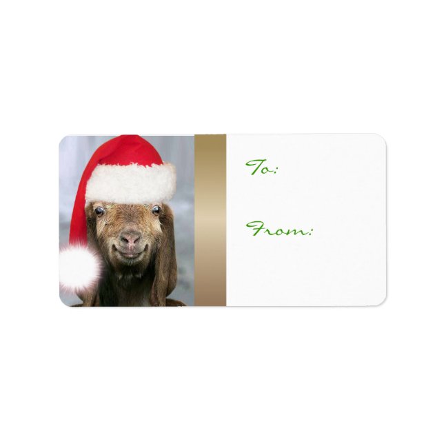 IHR GOAT FOTO Ziege Weihnachtsgeschenk-Tag Adressaufkleber (Vorne)