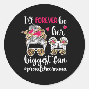 Ihr größter Fan Cheer Nana Oma eines Cheerleaders Runder Aufkleber