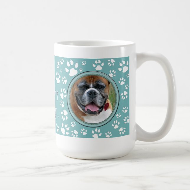 Ihr Haustier Foto Memorial Aquamarin Hund drucken Kaffeetasse (Rechts)