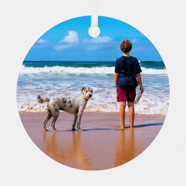 Ihr Haustier Foto Personalisierte Weihnachtsschmuc Ornament Aus Metall (Vorderseite)