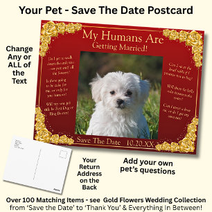 Ihr Haustier-Foto Save The Date Gold Rosen Marone  Postkarte