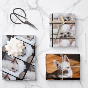 Ihr Haustier Hund Welpe 3 benutzerdefinierte Fotos Geschenkpapier Set