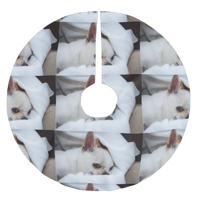 Ihr Haustier Hund Welpe benutzerdefinierte Foto ch Polyester Weihnachtsbaumdecke (Vorderseite)