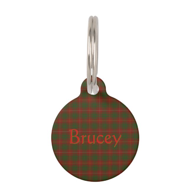 Ihr Haustiername auf Bruce Clan tartan Haustiermarke (Vorderseite)