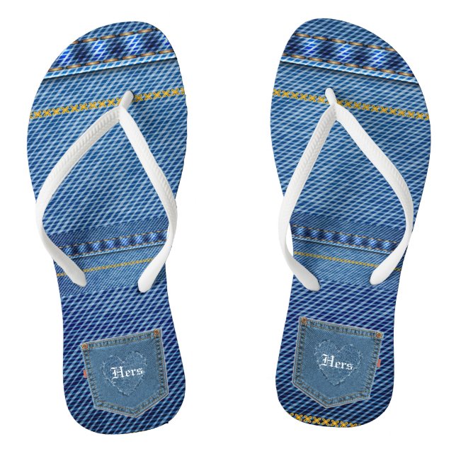 Ihr Herz / Jean Look Flip Flops (Fußbett)