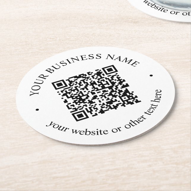 Ihr hochgeladener QR-Code Plus bearbeitbarer Circl Runder Pappuntersetzer (Angewinkelt)