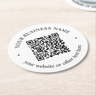 Ihr hochgeladener QR-Code plus editierbarer kreisf Runder Pappuntersetzer