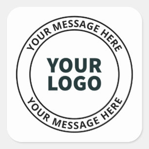Ihr hochgeladenes Logo + bearbeitbarer Rundschreib Quadratischer Aufkleber