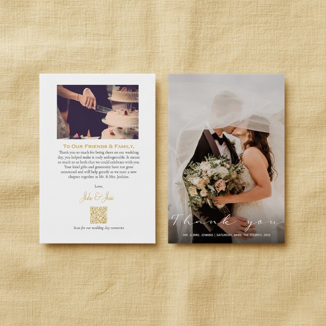 Ihr Hochzeitsstichtag Foto und Erinnerungen QR-Cod Dankeskarte (Your wedding photo and memories QR code Thank You Card.)