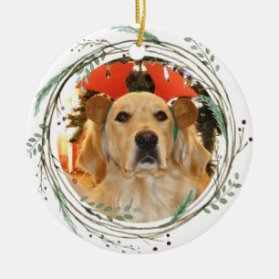 Ihr Hund Foto Aquarellkranz 1. Weihnachten Keramik Ornament