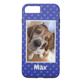 Ihr Hund Foto & Name Welpen Hund Paw Royal Blue Case-Mate iPhone Hülle