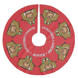 IHR HUND FOTOS und Name Weihnachtsbaumrock Polyester Weihnachtsbaumdecke