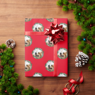 Ihr Hund in der Weihnachtskreide Rotes Wrapping Pa Geschenkpapier