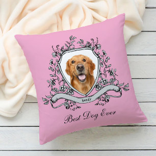 Ihr Hund in einem floralen Wappen Bester Hund je Kissen