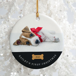 Ihr Hund ist das erste Weihnachten | Kohle mit Fot Keramik Ornament