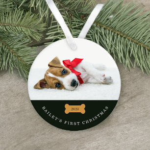 Ihr Hund ist das erste Weihnachten   Kohle mit Fot Ornament